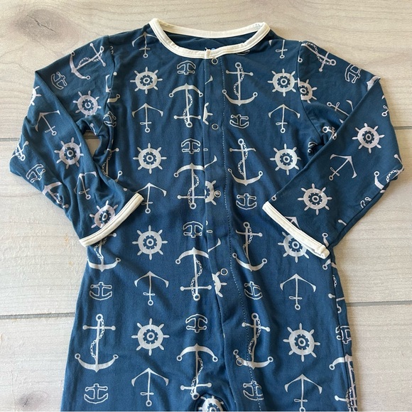 NWT Kickee Pants Bamboo Nautical Themed Kids Pajama Romper - Picture 2 of 5
